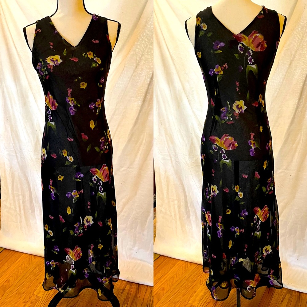 Vintage Y2K sheer floral sequin dress